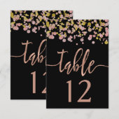 Numéros de table de mariage en confettis rose gold (Devant / Derrière)