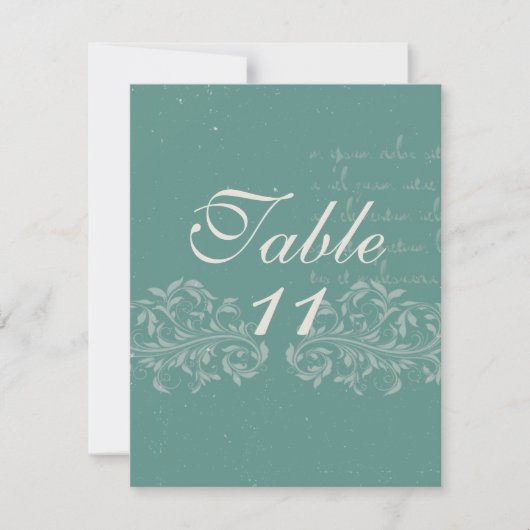 Numéros de table de mariage en damas vintage (Devant)