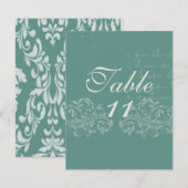 Numéros de table de mariage en damas vintage (Devant / Derrière)