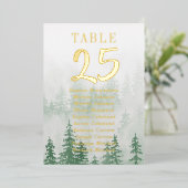 Numéros de table de mariage en feuille d'or Forêt (Debout devant)