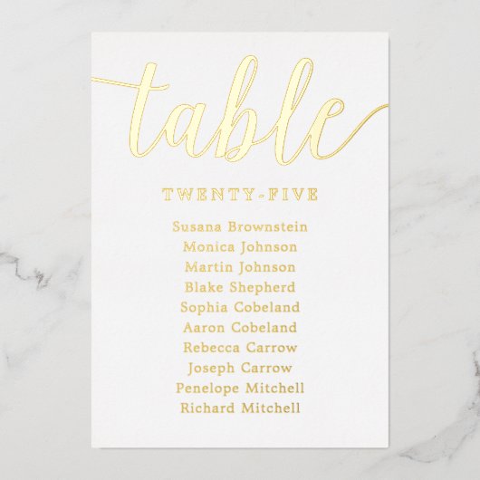 Numéros de table de mariage en feuille d'or Photog (Recto)