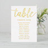 Numéros de table de mariage en feuille d'or Photog (Debout devant)