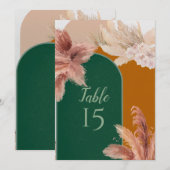 Numéros de table de mariage en herbe de Pampas Arc (Devant / Derrière)