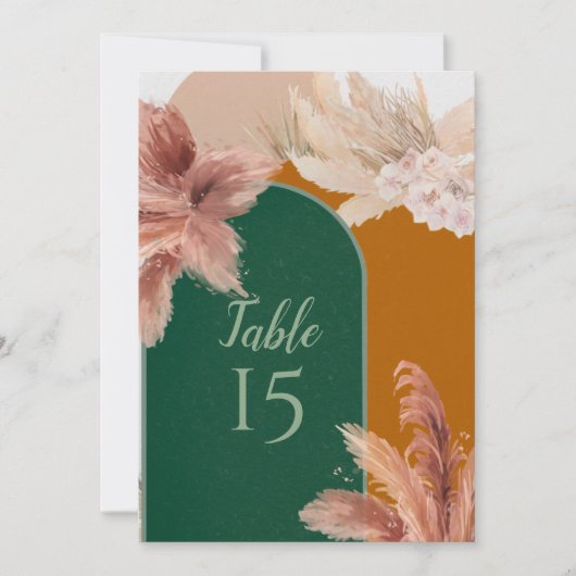 Numéros de table de mariage en herbe de Pampas d'a (Devant)