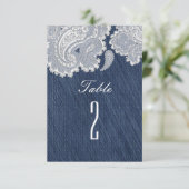 Numéros de table de mariage en jean denim et dente (Debout devant)