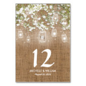 Numéros de table de mariage en lin brut Baby's Bre (Dos)