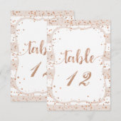 Numéros de table de mariage en or rose et rayures (Devant / Derrière)