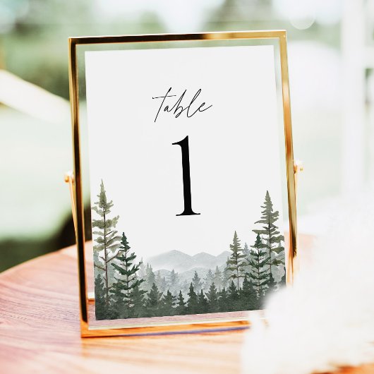 Numéros de table de mariage en pin de forêt de mon