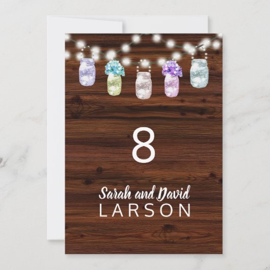 Numéros de table de mariage en pot Mason rustique  (Devant)