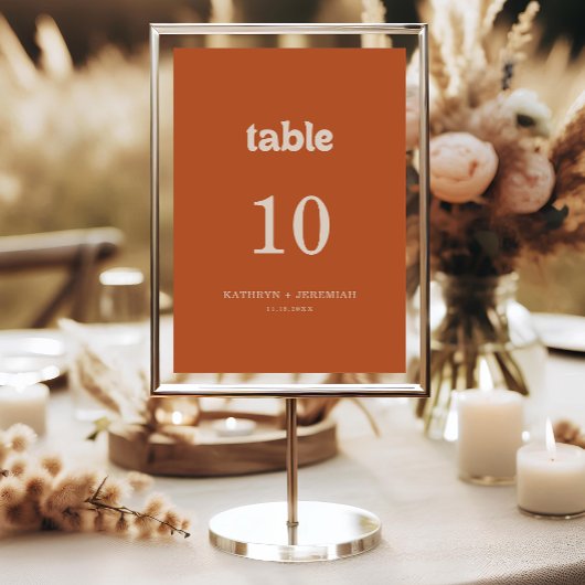 Numéros de table de mariage en terre cuite simple
