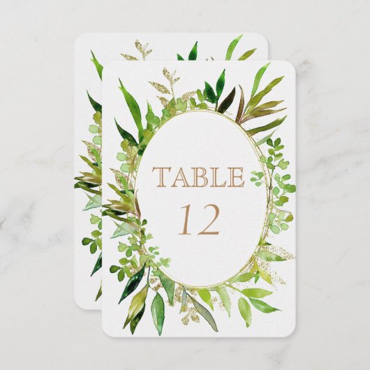 Numéros de table de mariage encadrés de feuillage  (Devant / Derrière)