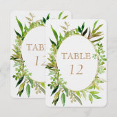 Numéros de table de mariage encadrés de verdure et (Devant / Derrière)