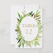 Numéros de table de mariage encadrés de verdure et (Dos)