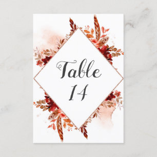 Numéros de table de mariage encadrés floraux de be