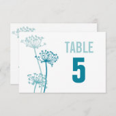 Numéros de table de mariage fleur graphique cerfeu (Devant / Derrière)