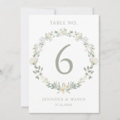 Numéros de table de mariage fleuri rustique (Devant)