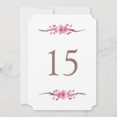 Numéros de table de mariage floral à fleur de ceri (Dos)