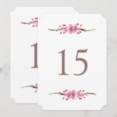 Numéros de table de mariage floral à fleur de ceri (Devant / Derrière)