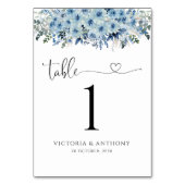 Numéros de table de mariage floral Boho bleu (Dos)