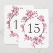 Numéros de table de mariage floral Fleur de cerisi (Devant / Derrière)