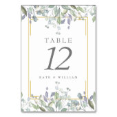 Numéros de table de mariage floral sauge et lilas (Dos)