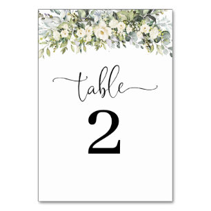 Numéros de table de mariage floraux blancs