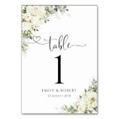 Numéros de table de mariage floraux blancs élégant (Dos)