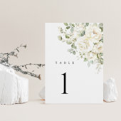 Numéros de table de mariage floraux blancs et vert