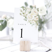 Numéros de table de mariage floraux blancs et vert