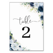Numéros de table de mariage floraux bleu marine (Dos)
