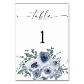 Numéros de table de mariage floraux bleu poussiére (Dos)