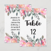 Numéros de table de mariage floraux de pivoine (Devant / Derrière)
