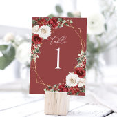 Numéros de table de mariage floraux d'hiver en or