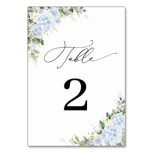 Numéros de table de mariage floraux d'hortensia bl