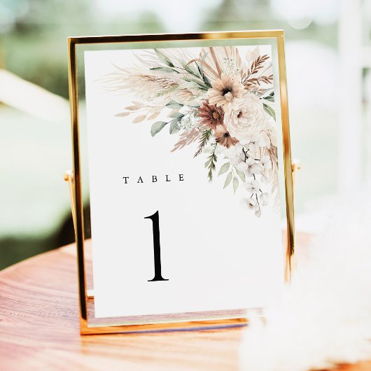 Numéros de table de mariage floraux en herbe de Pa