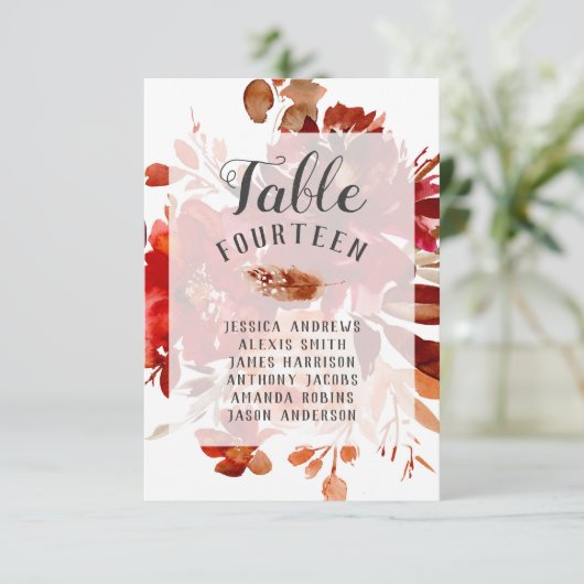 Numéros de table de mariage floraux encadrés Rusti (Debout devant)