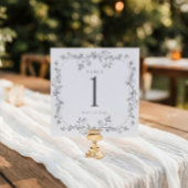 Numéros de table de mariage floraux français gris