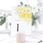 Numéros de table de mariage floraux jaune beurre i