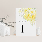 Numéros de table de mariage floraux jaune beurre i