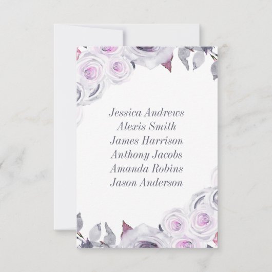 Numéros de table de mariage floraux lavande et gri (Dos)