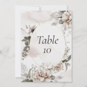 Numéros de table de mariage floraux rose gris (Devant)