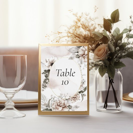 Numéros de table de mariage floraux rose gris