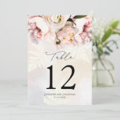Numéros de table de mariage floraux rose pâle élég (Debout devant)