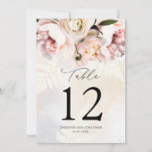 Numéros de table de mariage floraux rose pâle élég (Dos)