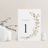 Numéros de table de mariage floraux rose pêche