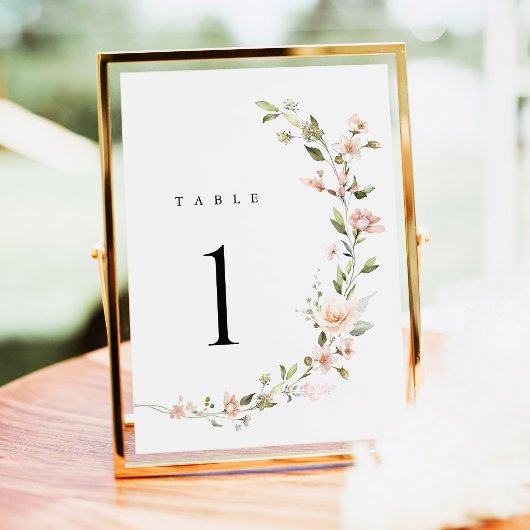 Numéros de table de mariage floraux rose pêche