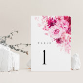 Numéros de table de mariage floraux rose vif