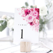 Numéros de table de mariage floraux rose vif