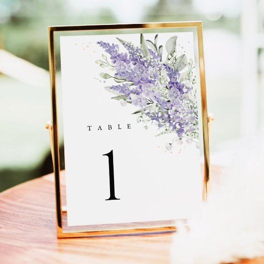 Numéros de table de mariage floraux vert sauge lav