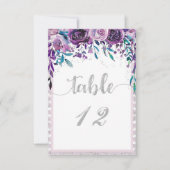 Numéros de table de mariage floraux violets et arg (Devant)